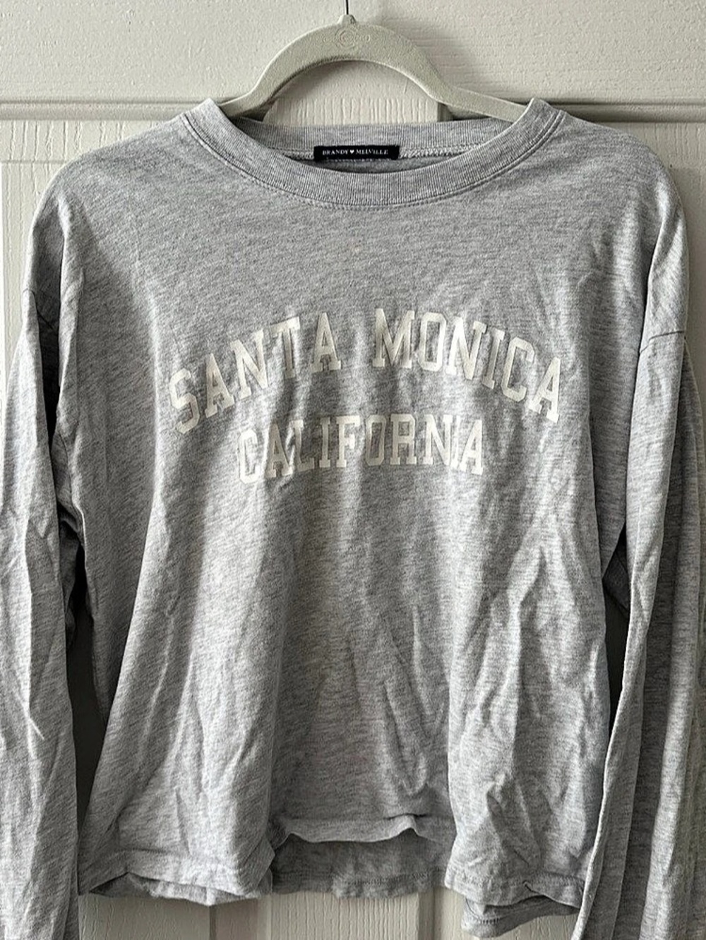 Brandy Melville Long Sleeve Santa Monica Graphic Tee in Gray Like New